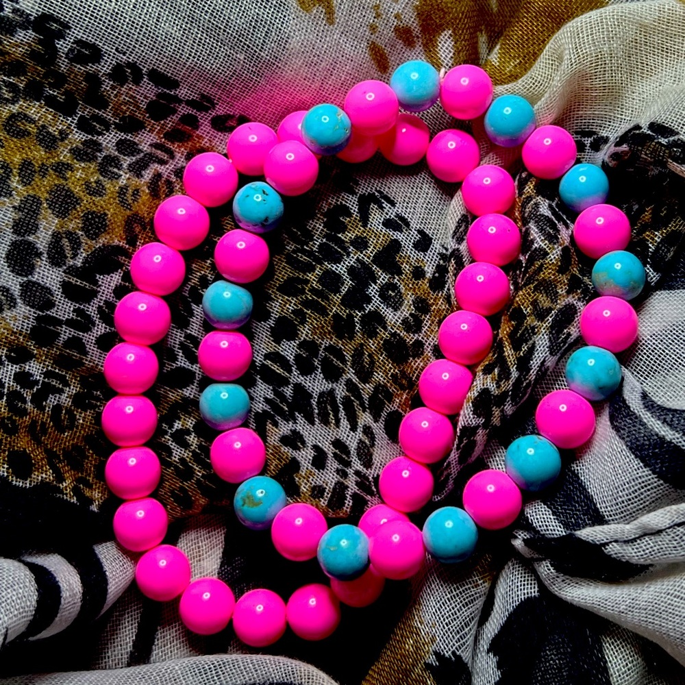 Stretchy Bracelet Combo HOT PINK & Turquoise! 🩵🩷